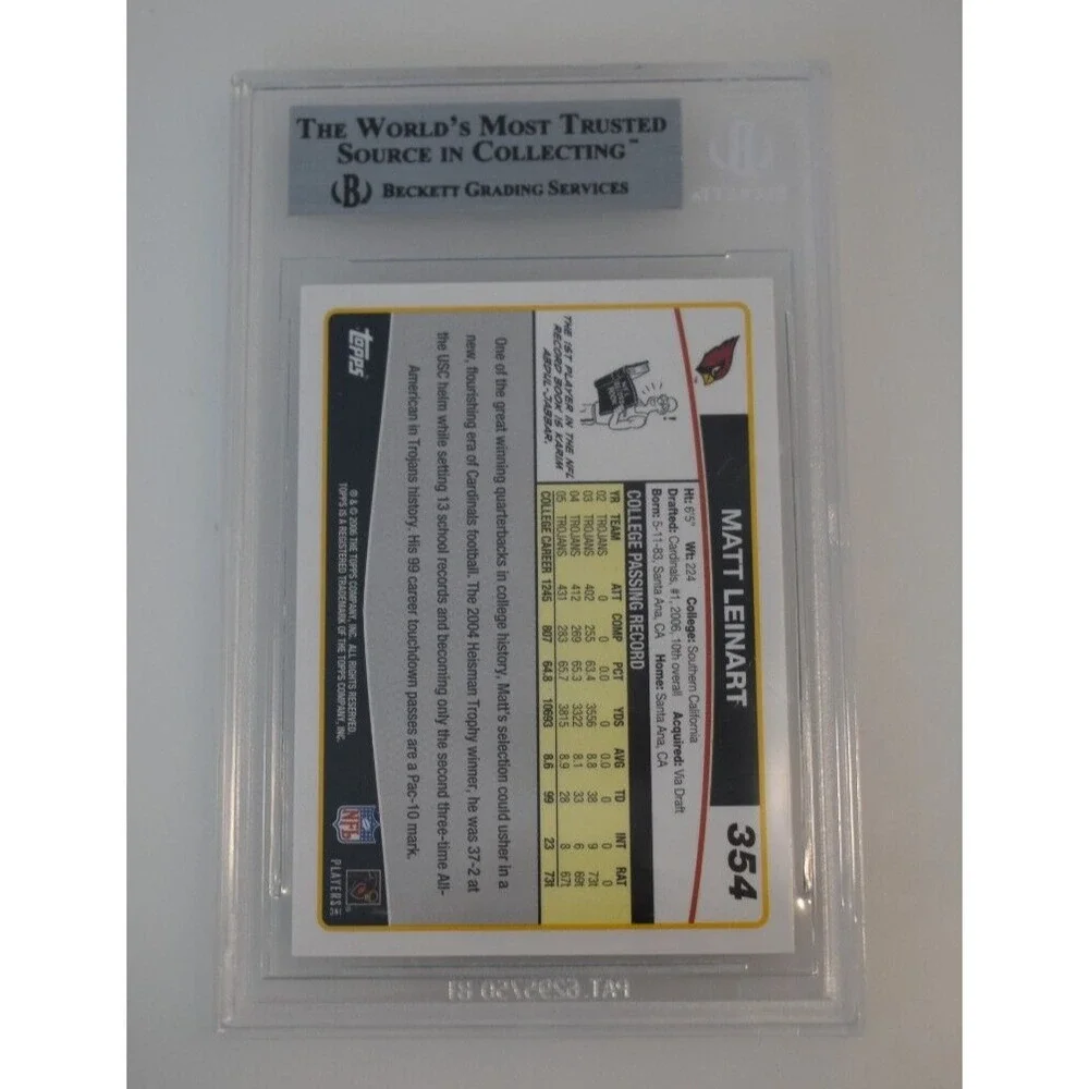 2006 Topps #354 Matt Leinart (RC) Arizona Cardinals BGS 8.5 NM-MT+